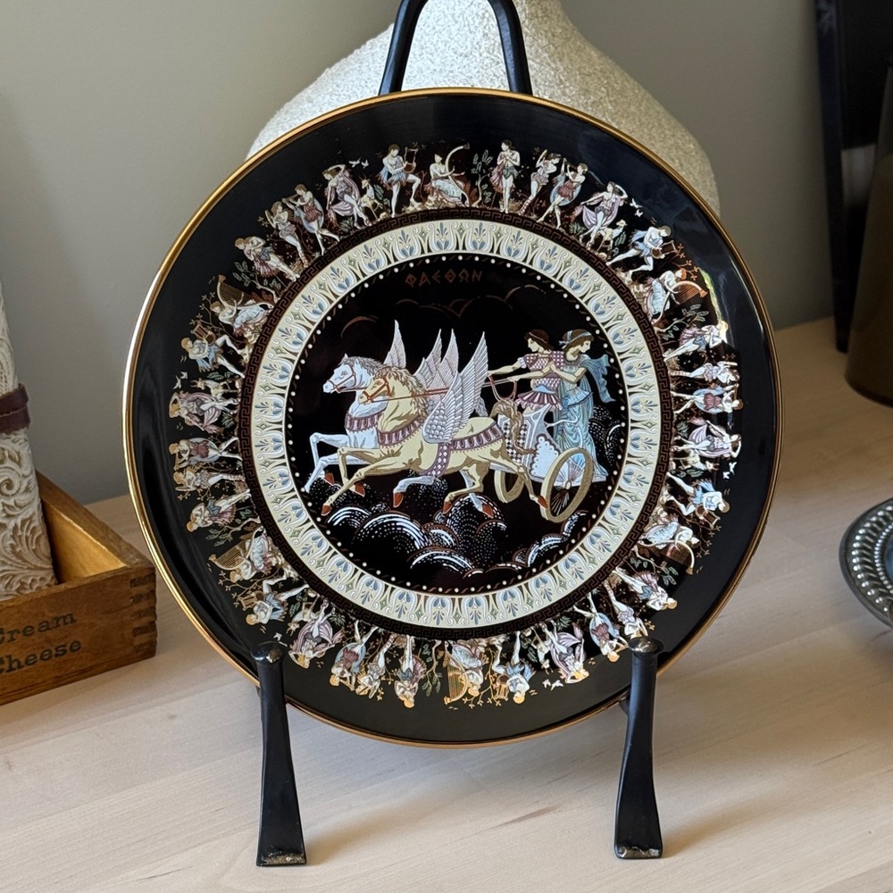 Vintage Depastas 24K Gold Hand-Painted Greek Ceramic Plate